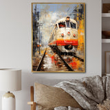 White Red Train Journey - Train Canvas Wall Art