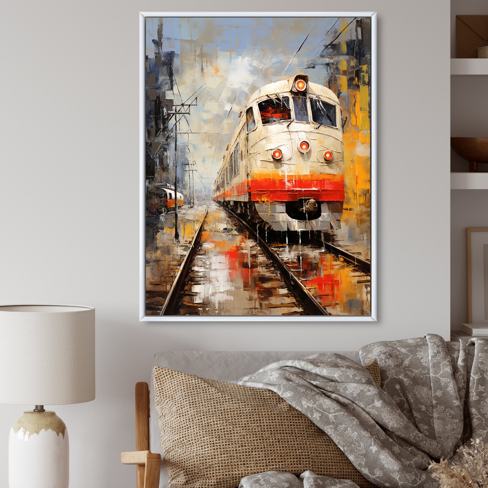 White Red Train Journey - Train Canvas Wall Art