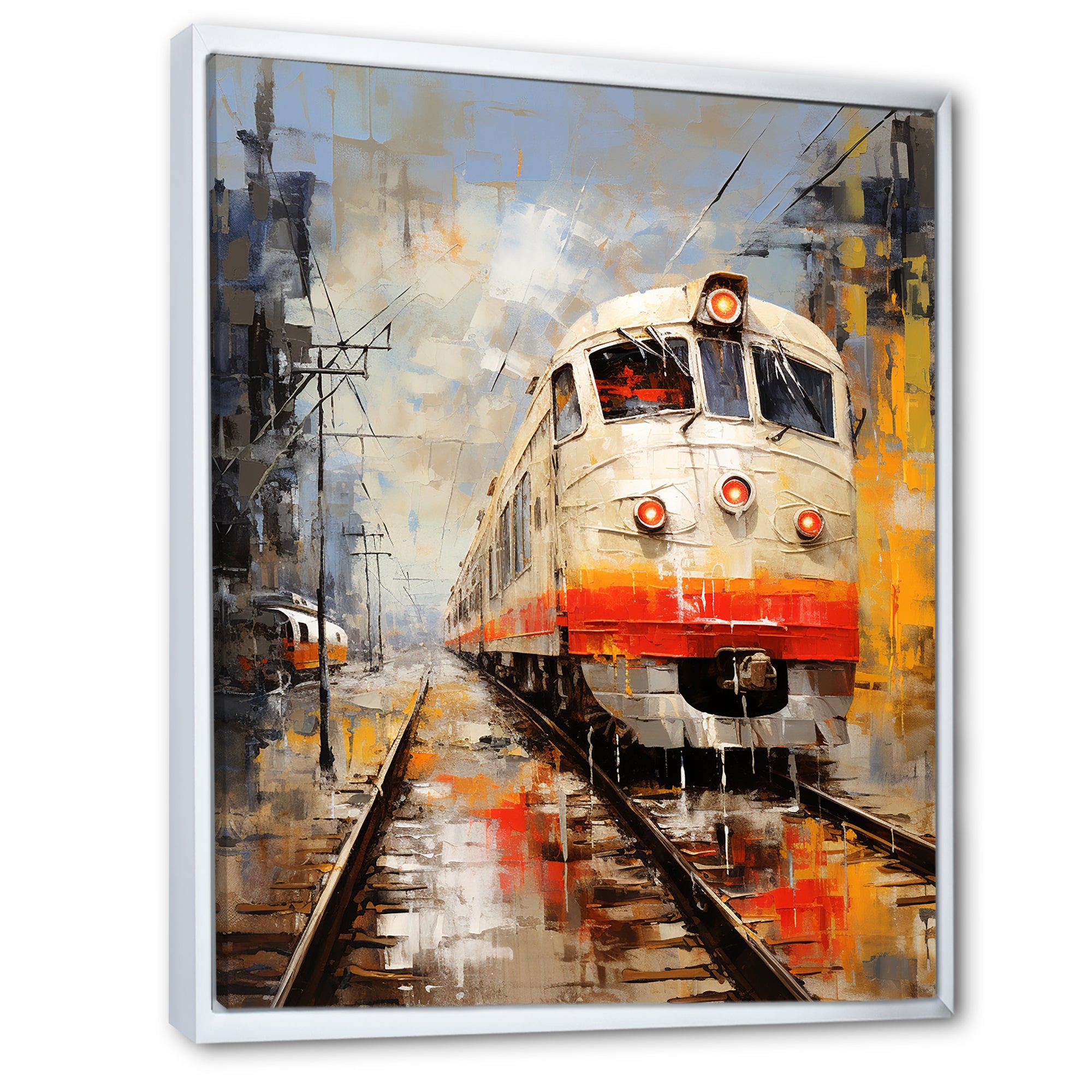 White Red Train Journey - Train Canvas Wall Art