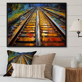 Orange Train Rails Track - Train Canvas Wall Art