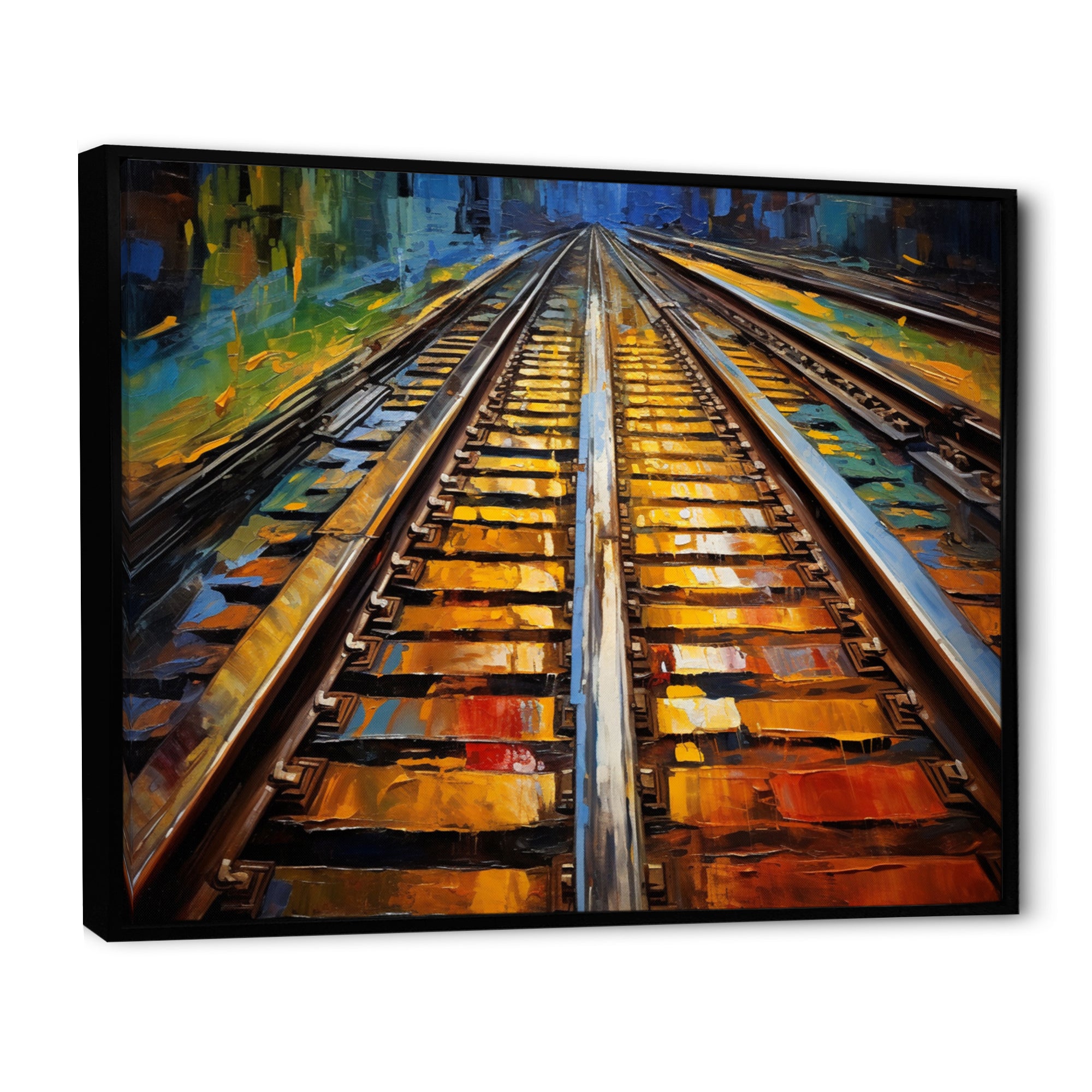 Orange Train Rails Track - Train Canvas Wall Art