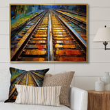 Orange Train Rails Track - Train Canvas Wall Art