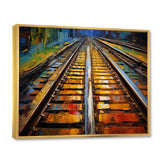 Orange Train Rails Track - Train Canvas Wall Art