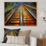 Orange Train Rails Track - Train Canvas Wall Art