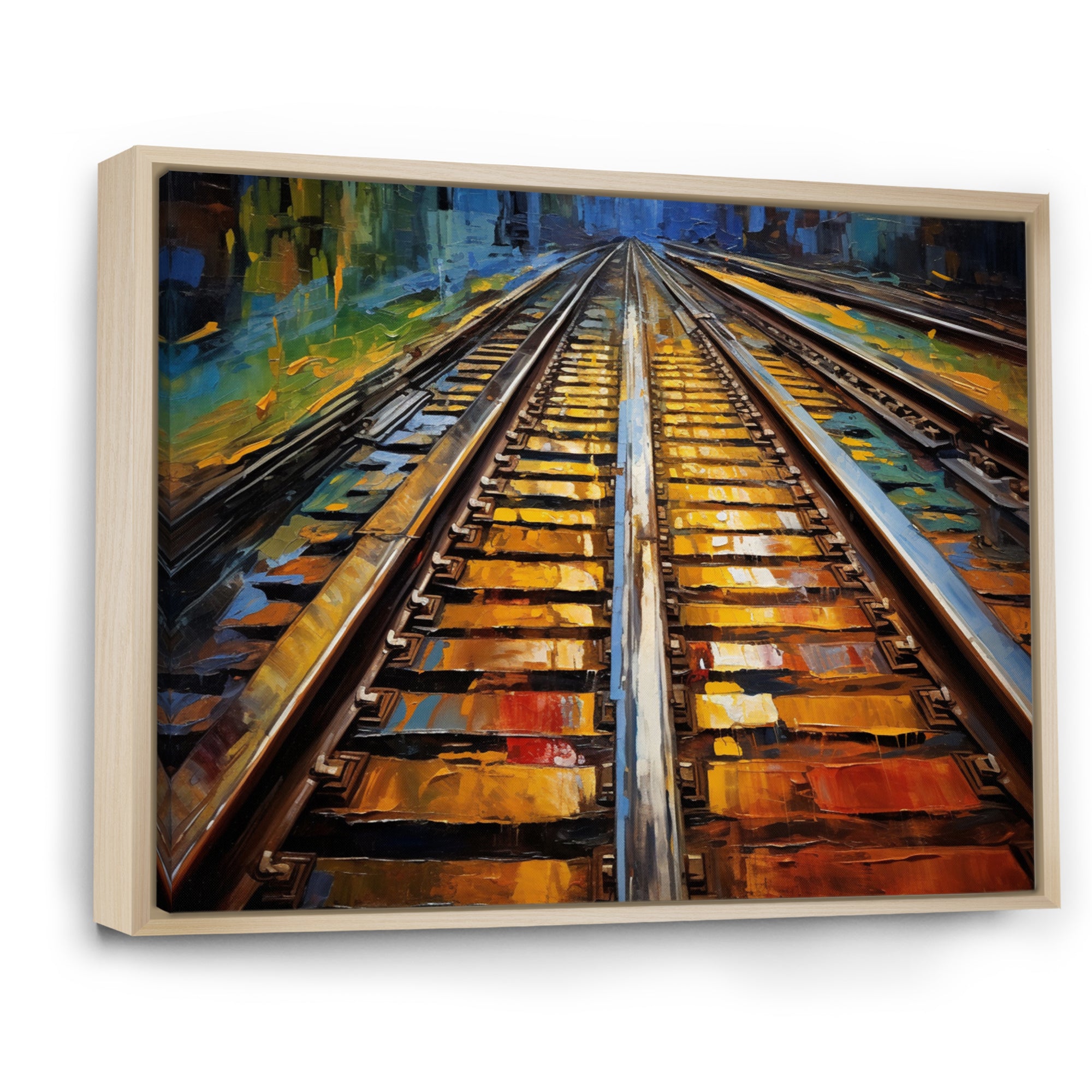 Orange Train Rails Track - Train Canvas Wall Art