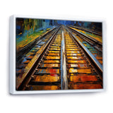 Orange Train Rails Track - Train Canvas Wall Art
