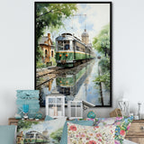 Tranquil Train Retreat Pointillism - Train Canvas Wall Art