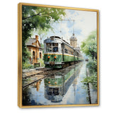 Tranquil Train Retreat Pointillism - Train Canvas Wall Art