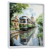 Tranquil Train Retreat Pointillism - Train Canvas Wall Art
