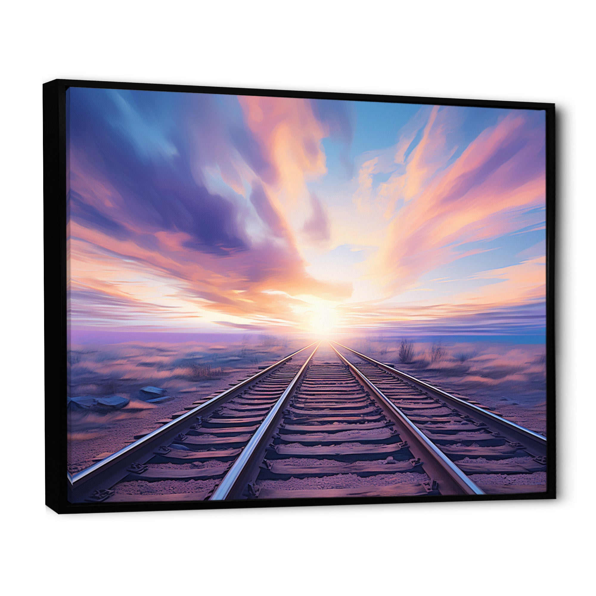 Purple Train Transcendent Tracks - Train Canvas Wall Art