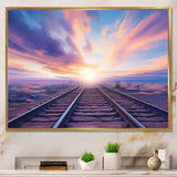 Purple Train Transcendent Tracks - Train Canvas Wall Art