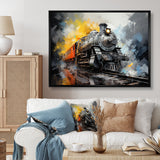 Yellow Grey Train Translucent Rhythms - Train Canvas Wall Art