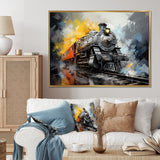 Yellow Grey Train Translucent Rhythms - Train Canvas Wall Art