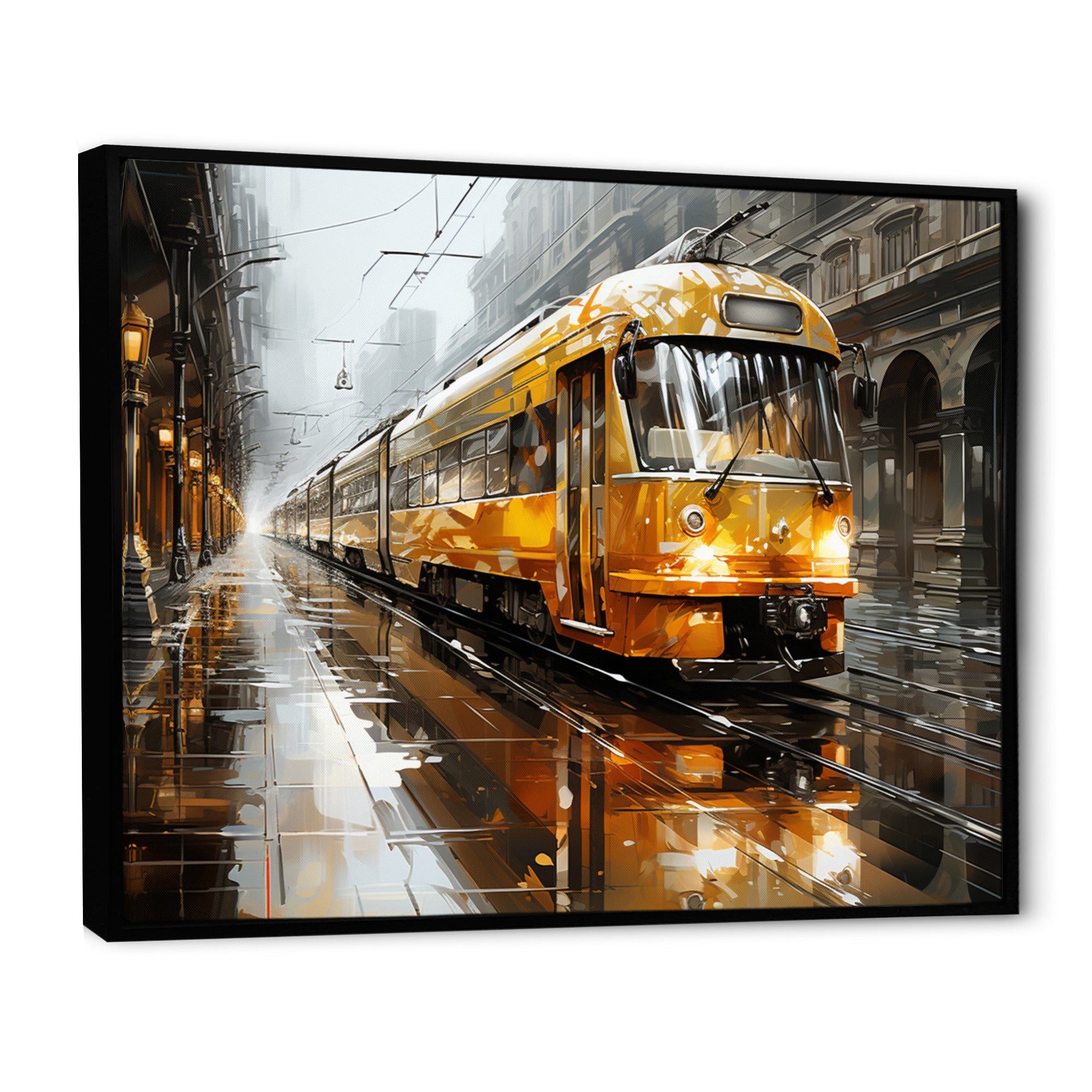 Yellow Train Translucent Rhythms I - Train Canvas Wall Art