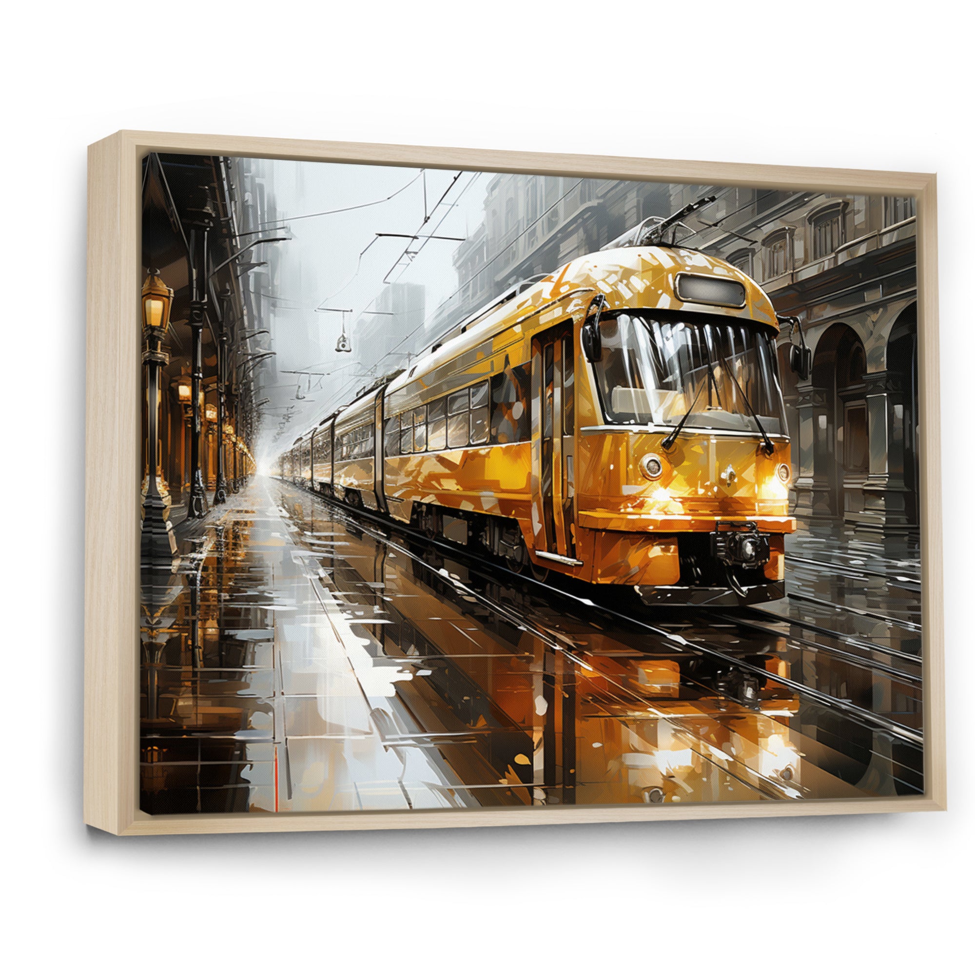 Yellow Train Translucent Rhythms I - Train Canvas Wall Art