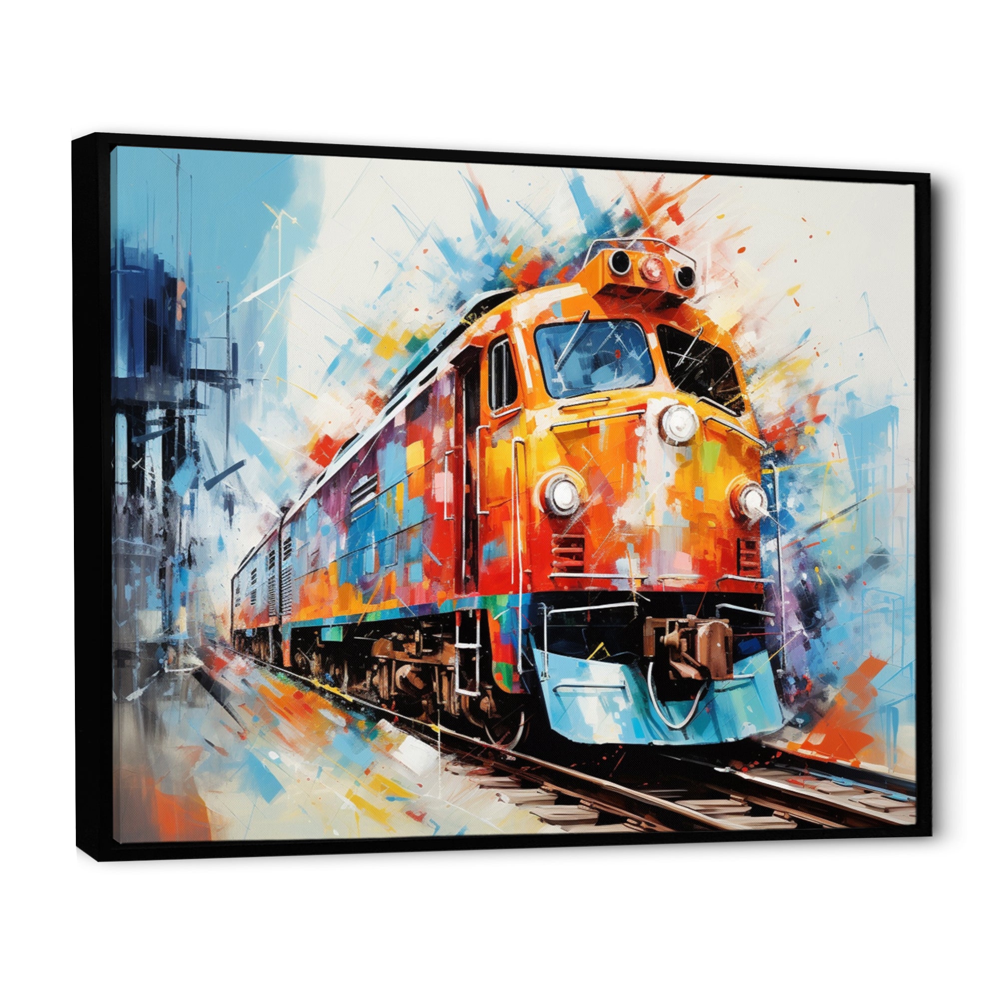 Abstract Train Vibrant Rails - Train Canvas Wall Art