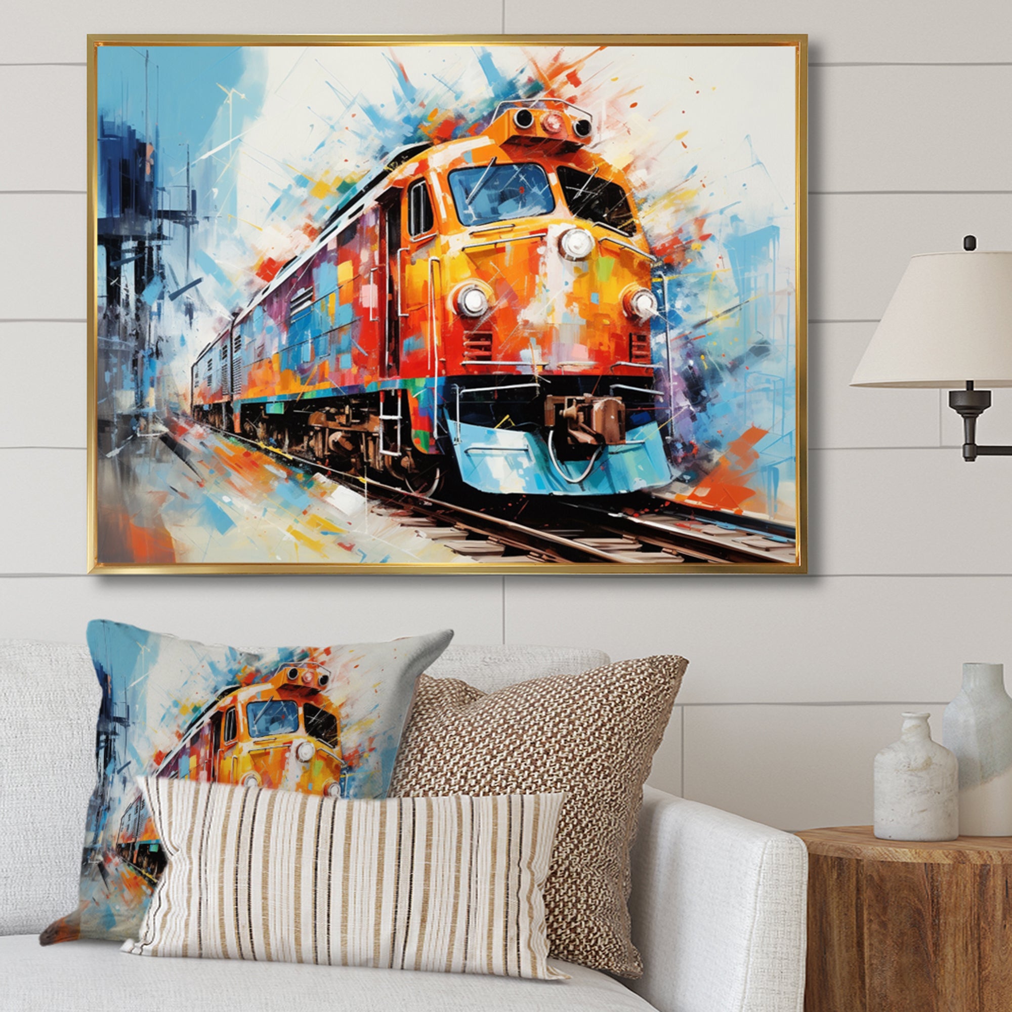 Abstract Train Vibrant Rails - Train Canvas Wall Art