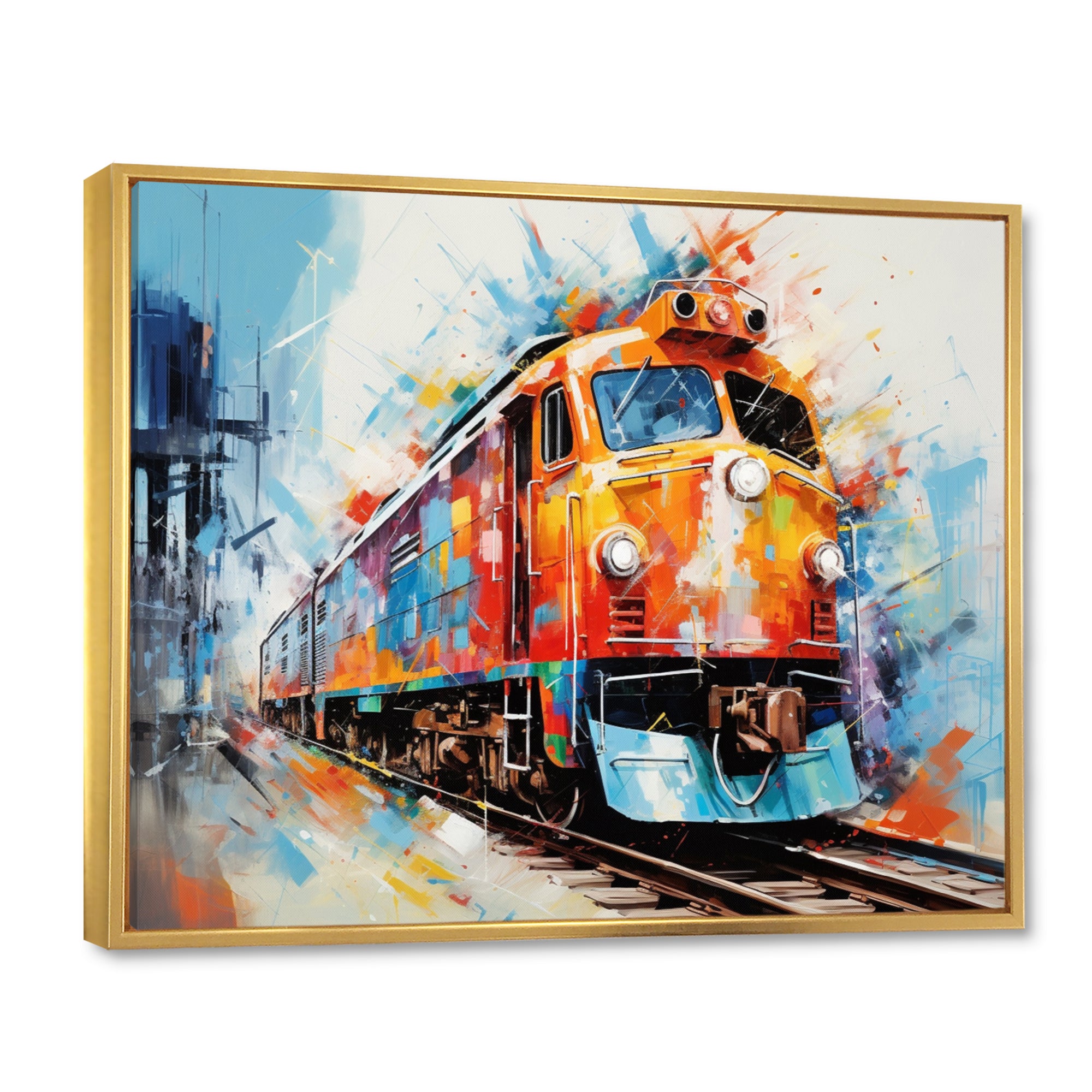 Abstract Train Vibrant Rails - Train Canvas Wall Art