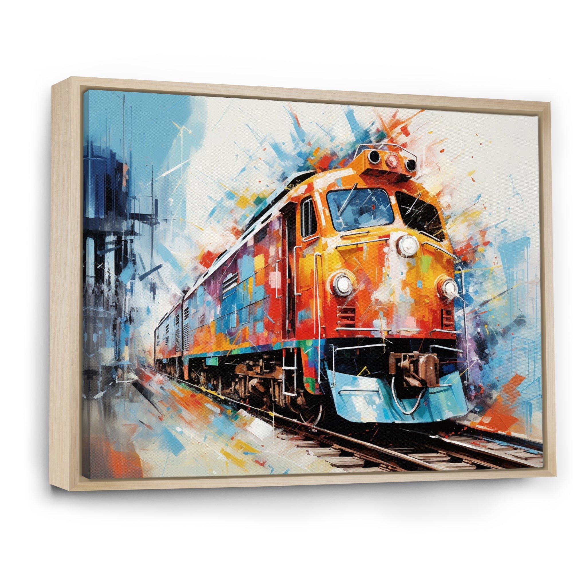 Abstract Train Vibrant Rails - Train Canvas Wall Art