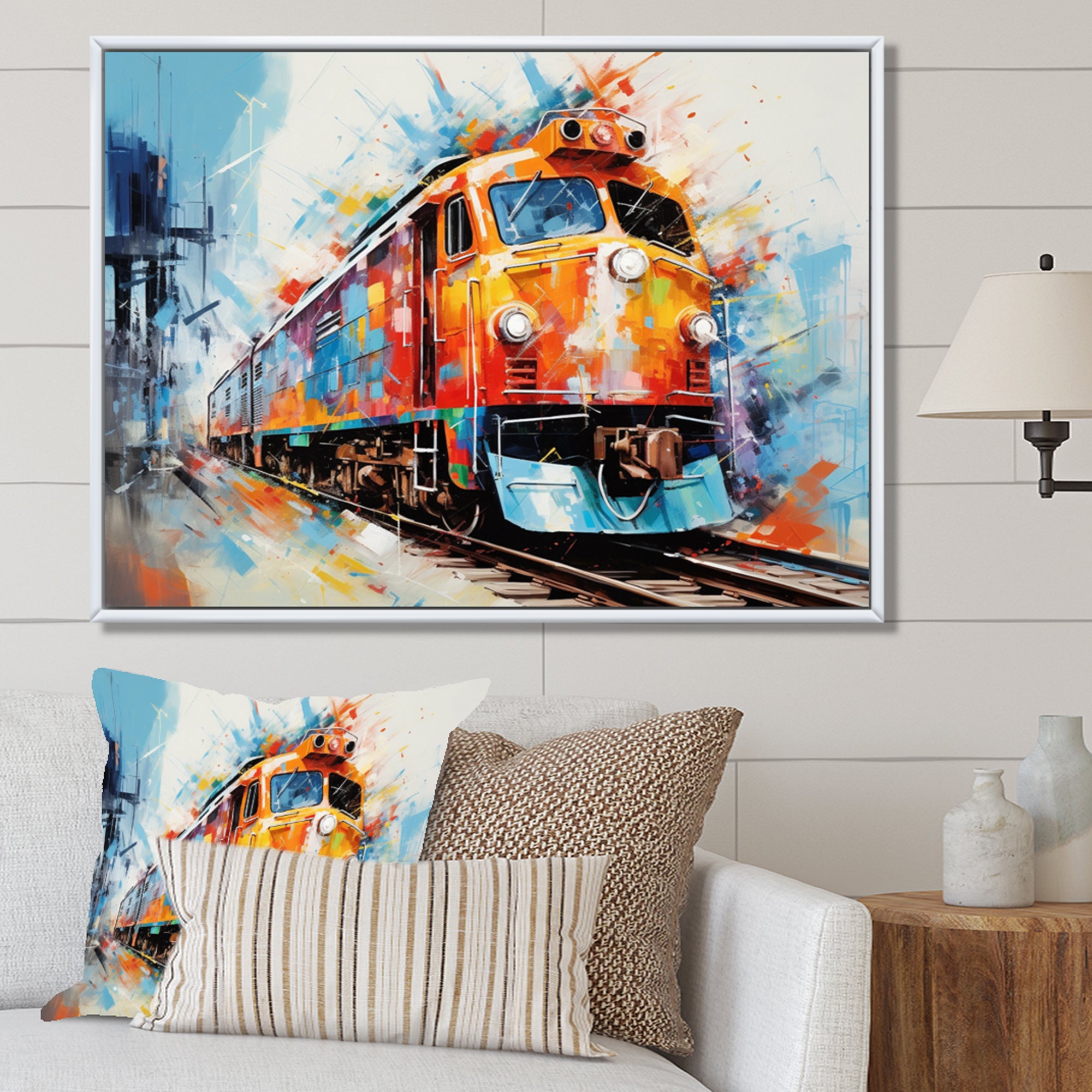 Abstract Train Vibrant Rails - Train Canvas Wall Art