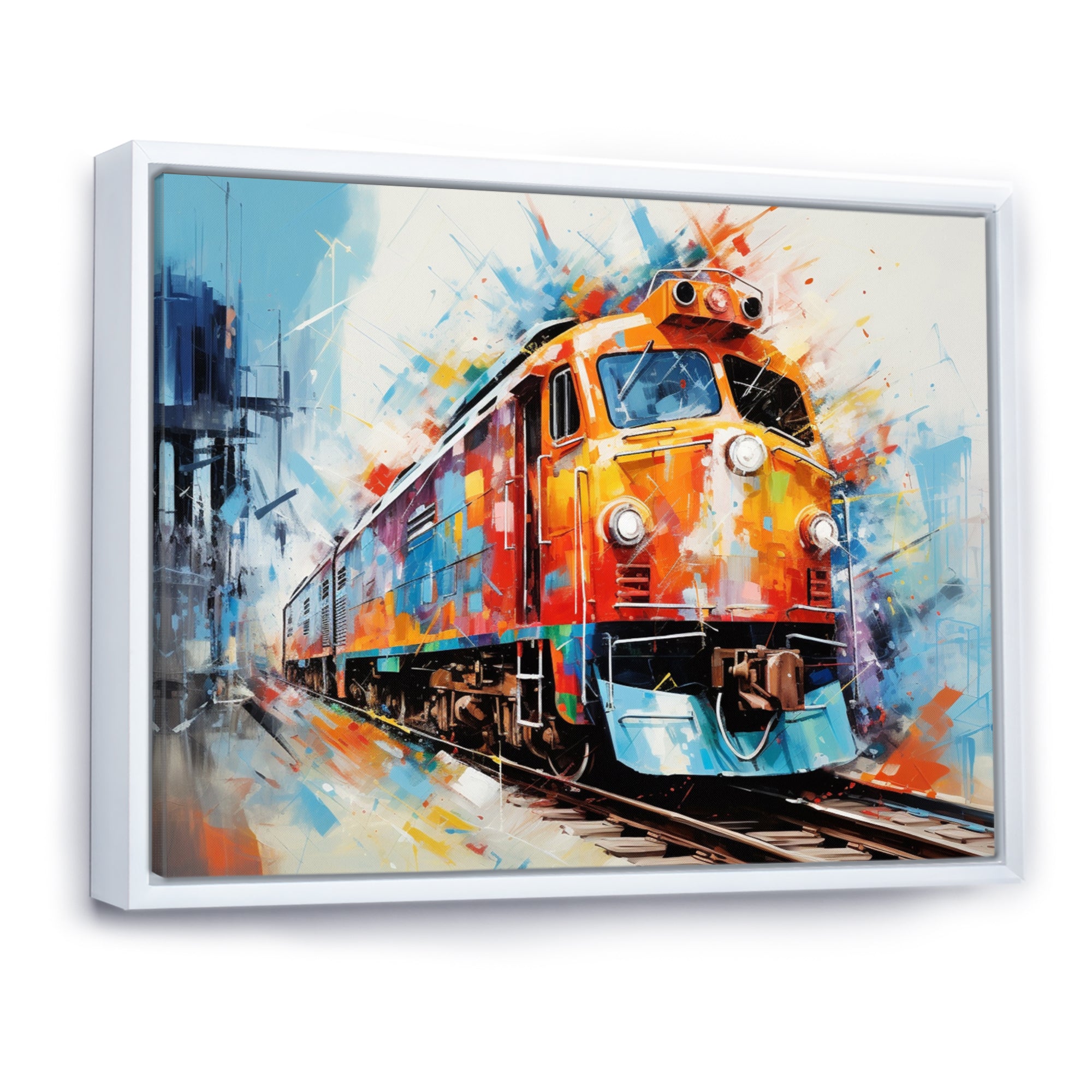 Abstract Train Vibrant Rails - Train Canvas Wall Art