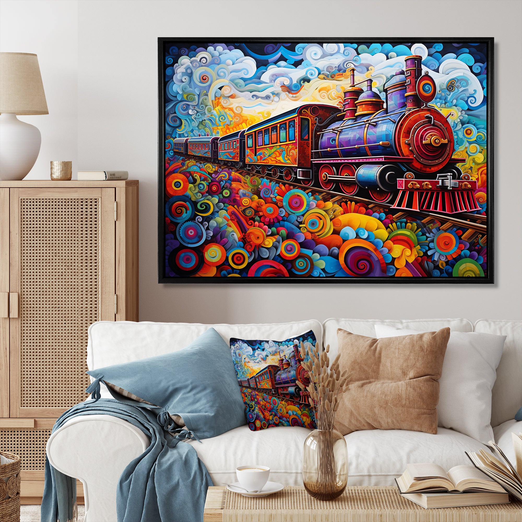 Abstract Train Whimsical Journey I - Train Canvas Wall Art