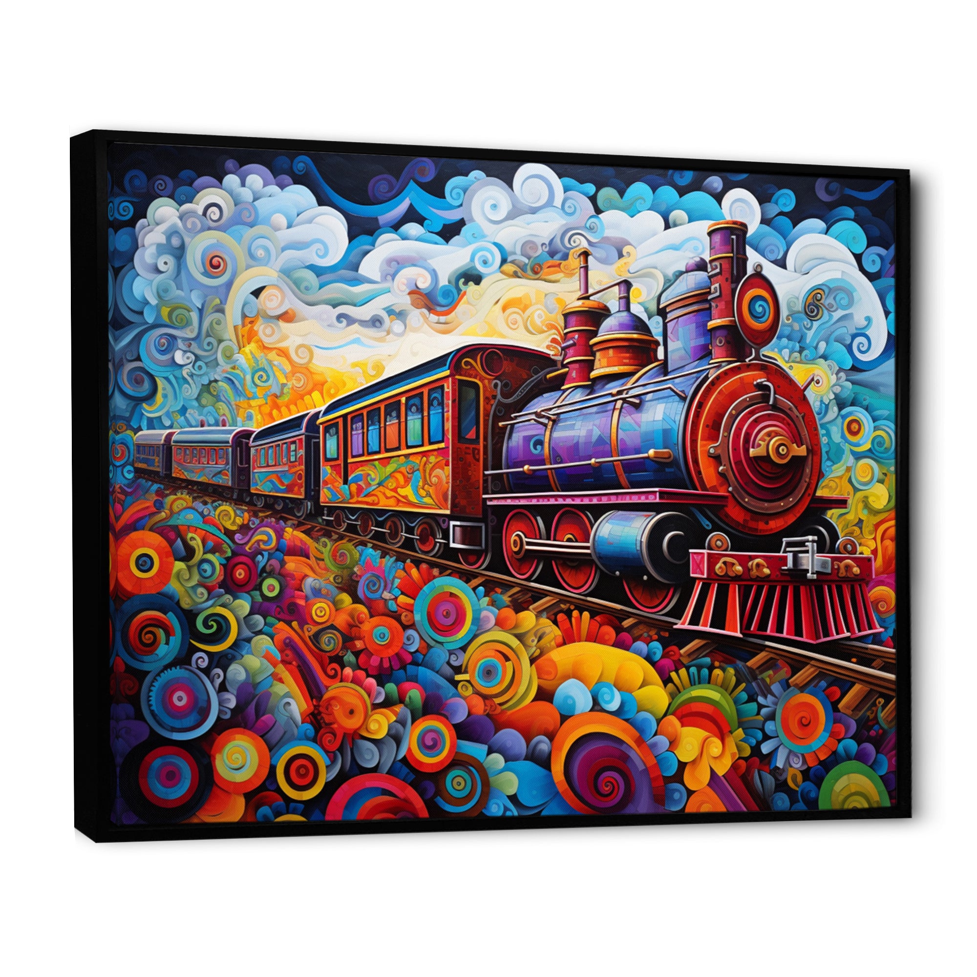 Abstract Train Whimsical Journey I - Train Canvas Wall Art