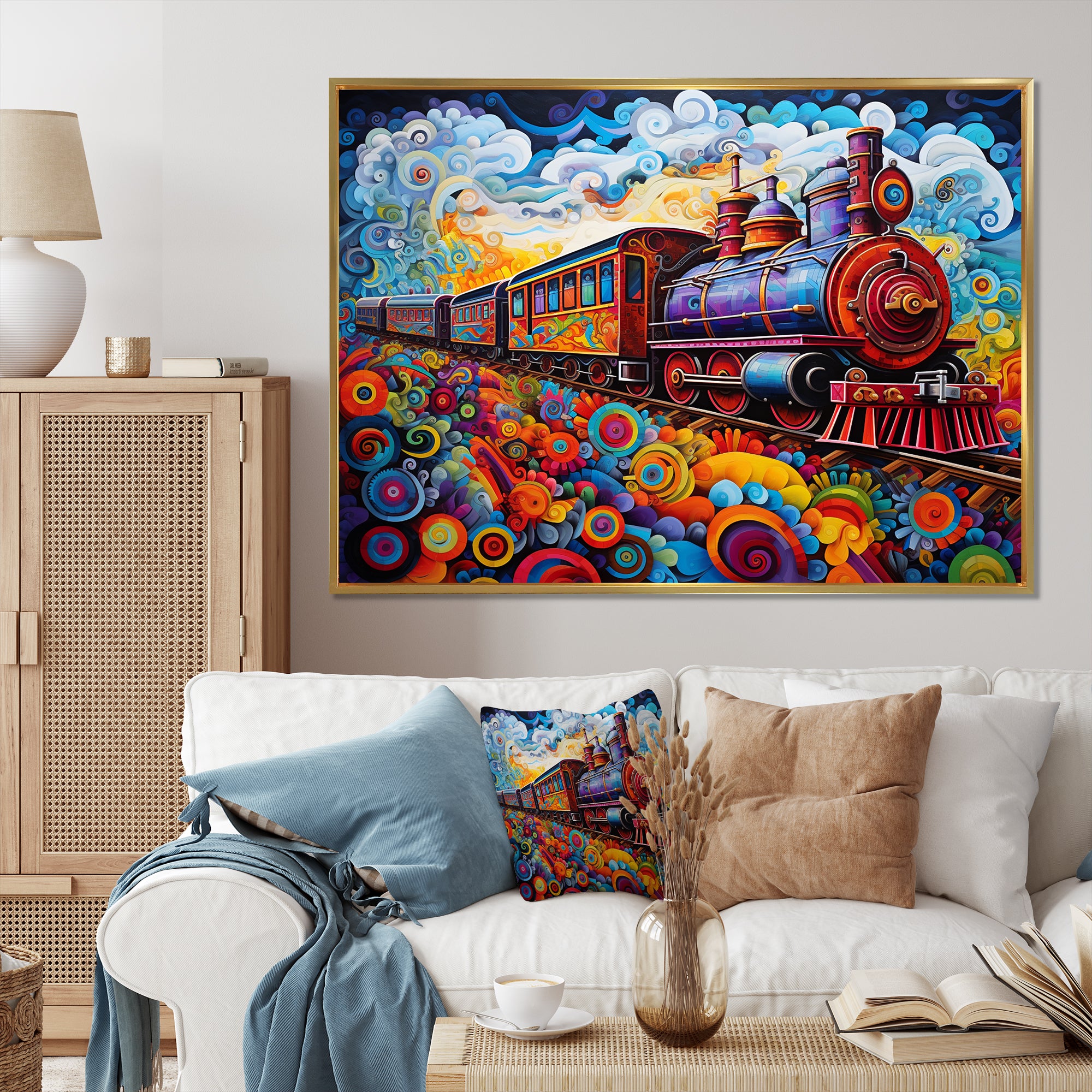 Abstract Train Whimsical Journey I - Train Canvas Wall Art