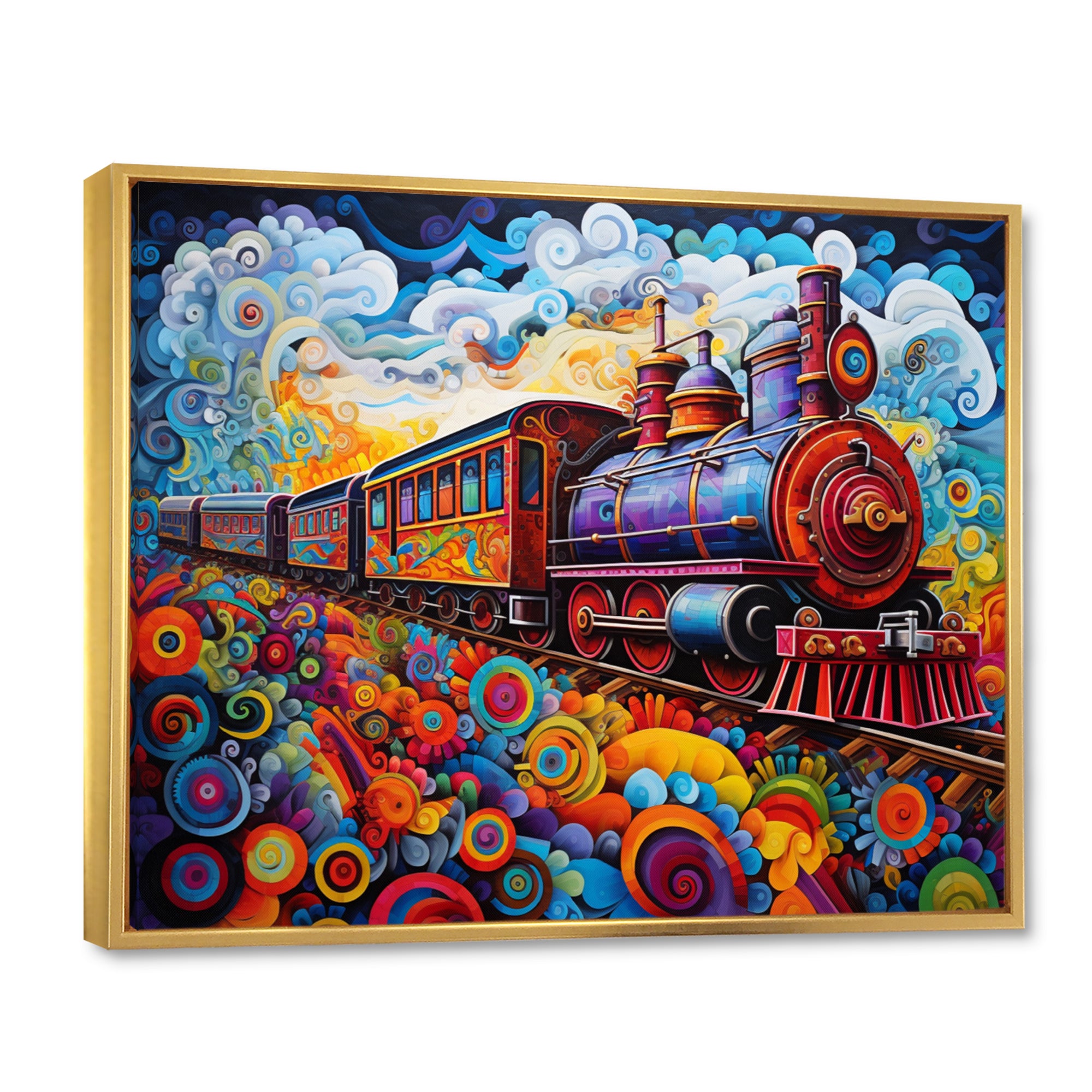 Abstract Train Whimsical Journey I - Train Canvas Wall Art
