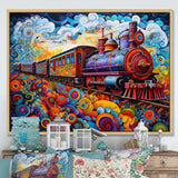 Abstract Train Whimsical Journey I - Train Canvas Wall Art