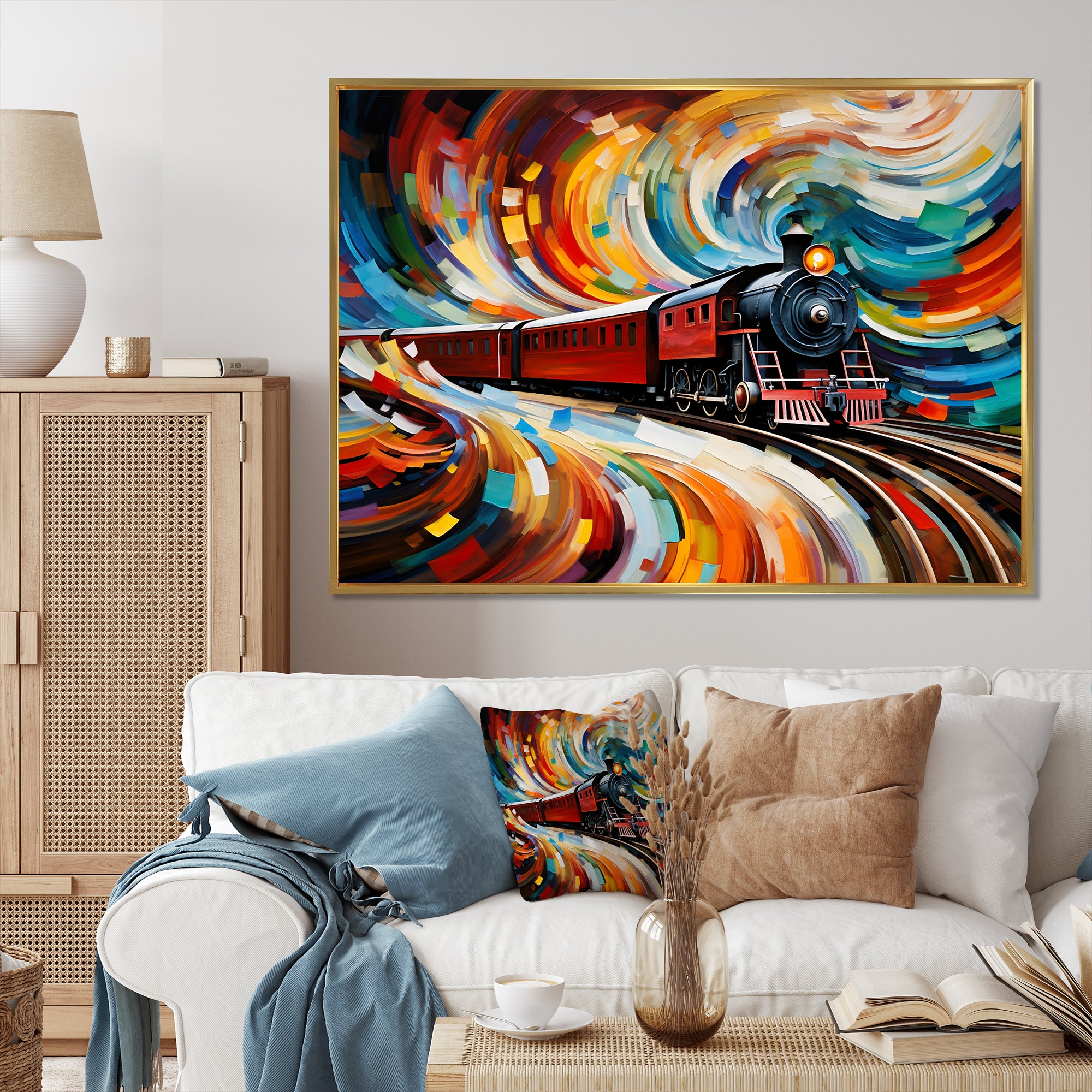 Abstract Train Whirling Momentum - Train Canvas Wall Art