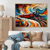 Abstract Train Whirling Momentum - Train Canvas Wall Art