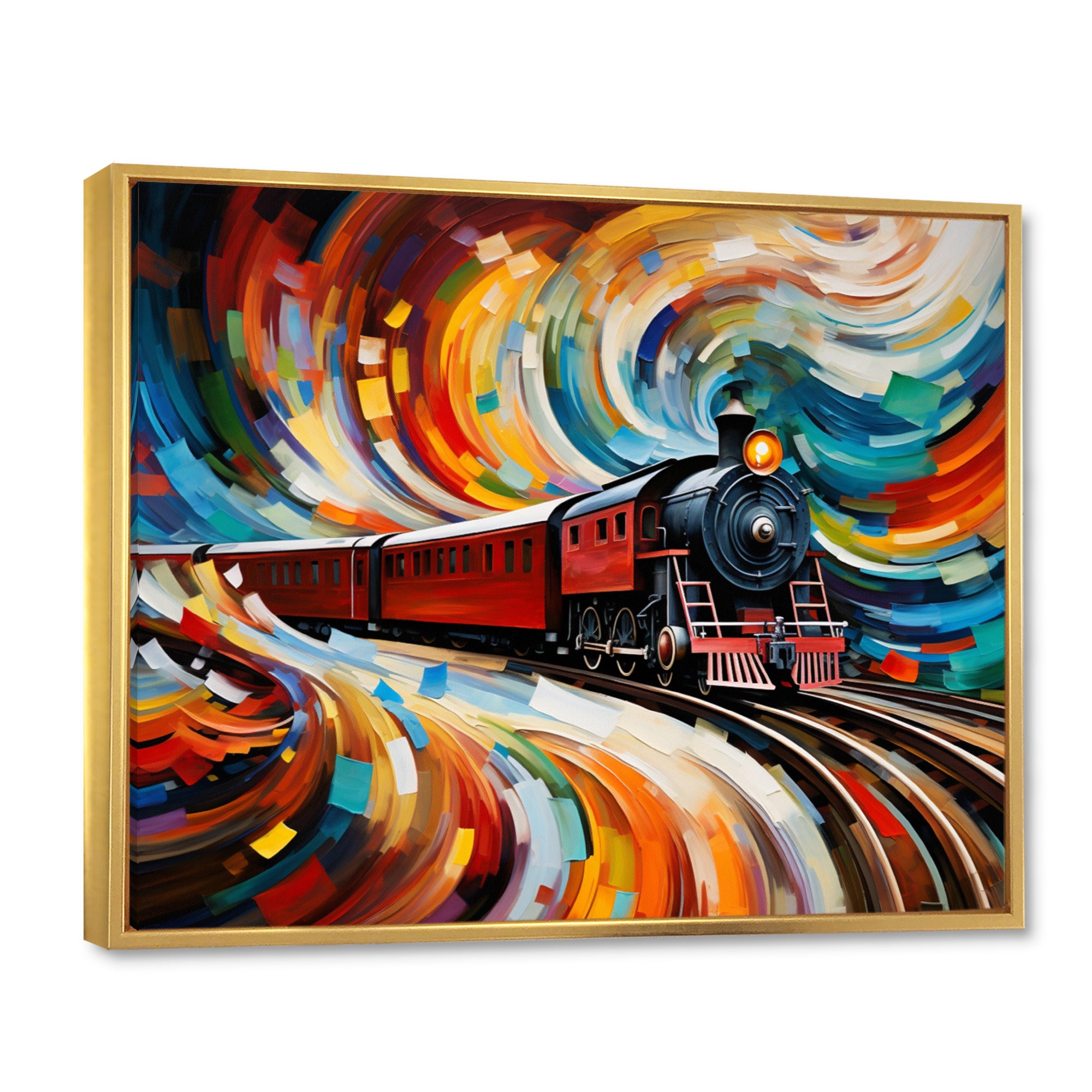 Abstract Train Whirling Momentum - Train Canvas Wall Art