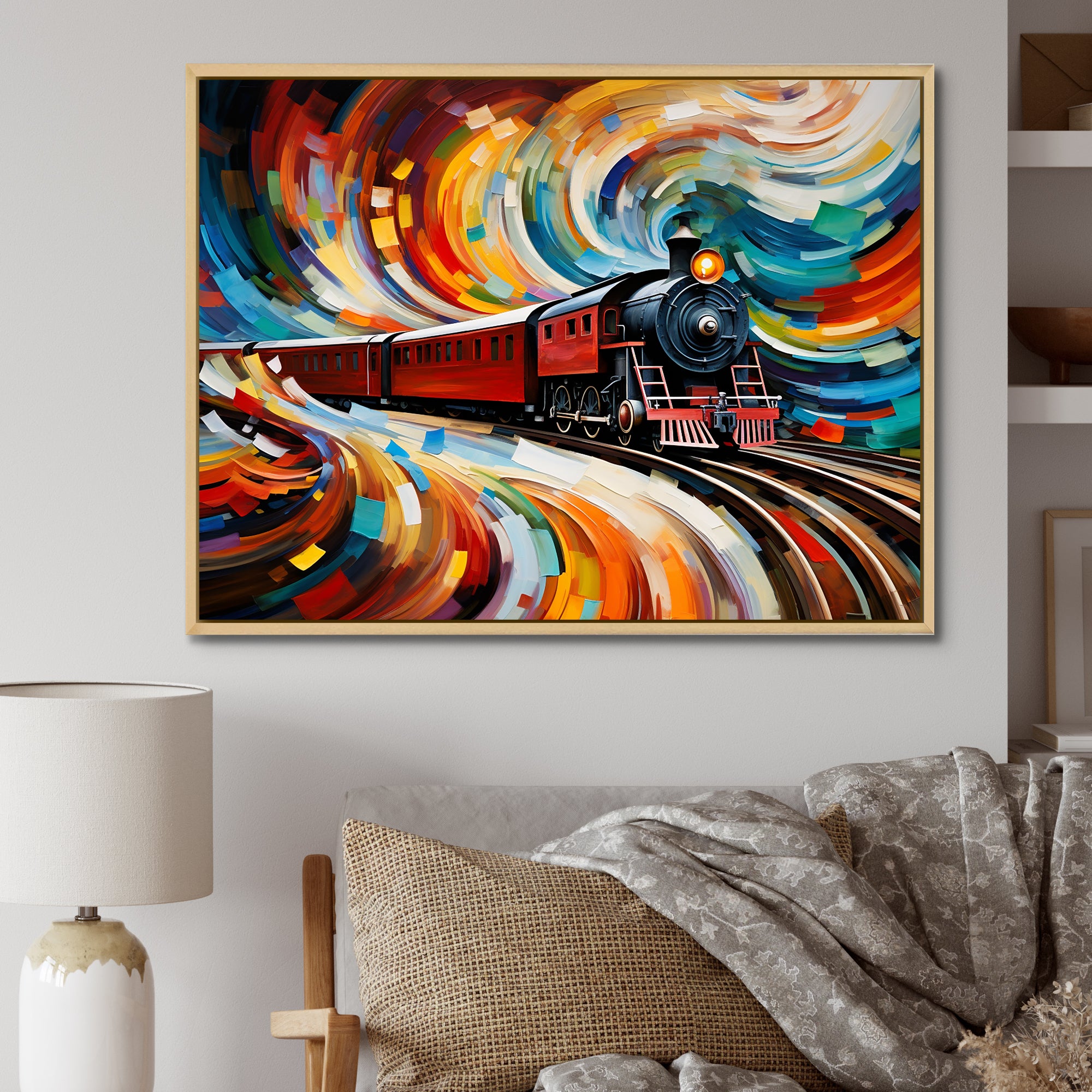 Abstract Train Whirling Momentum - Train Canvas Wall Art