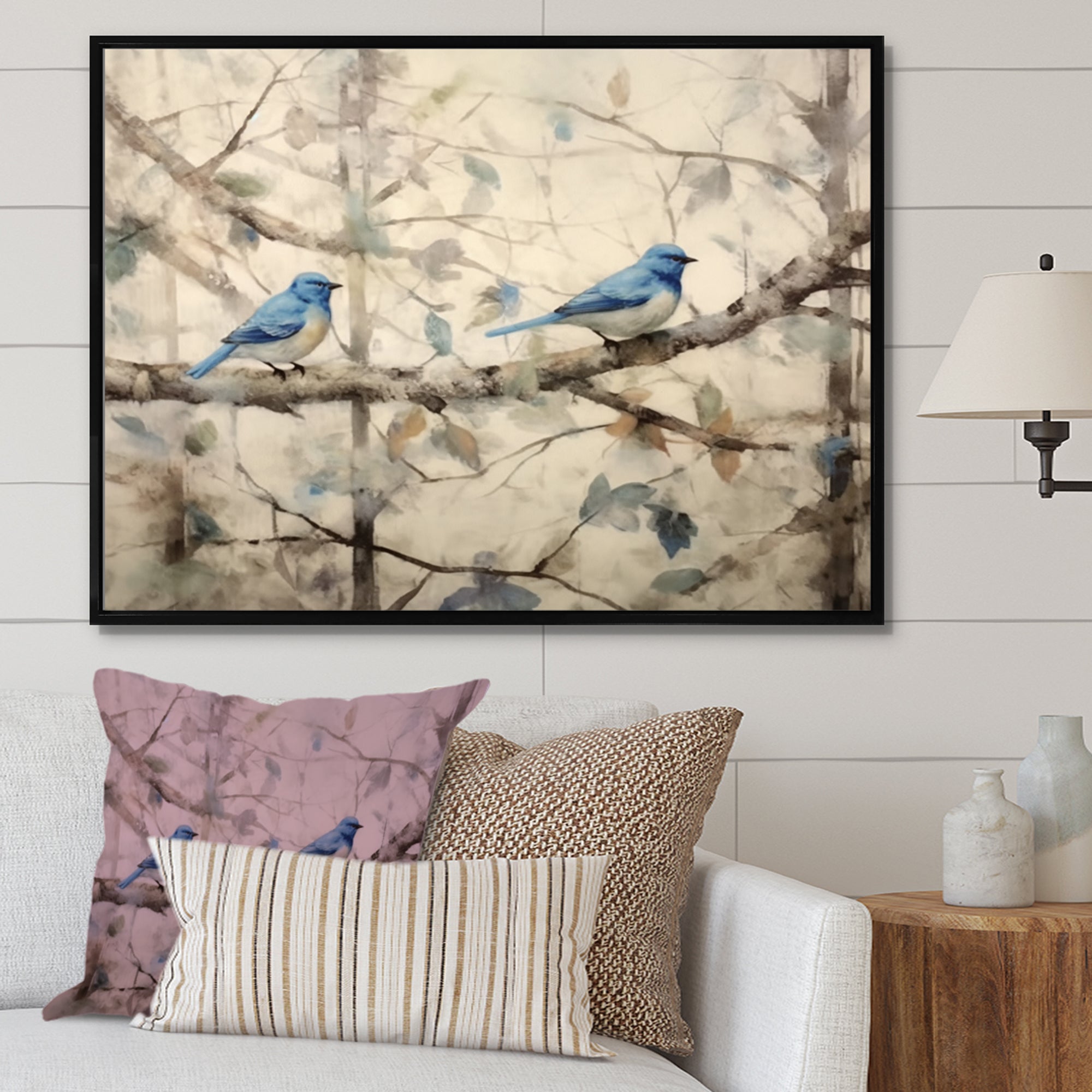 Bluebird Serenade Vintage Waterpainting - Blue Bird Wall Art