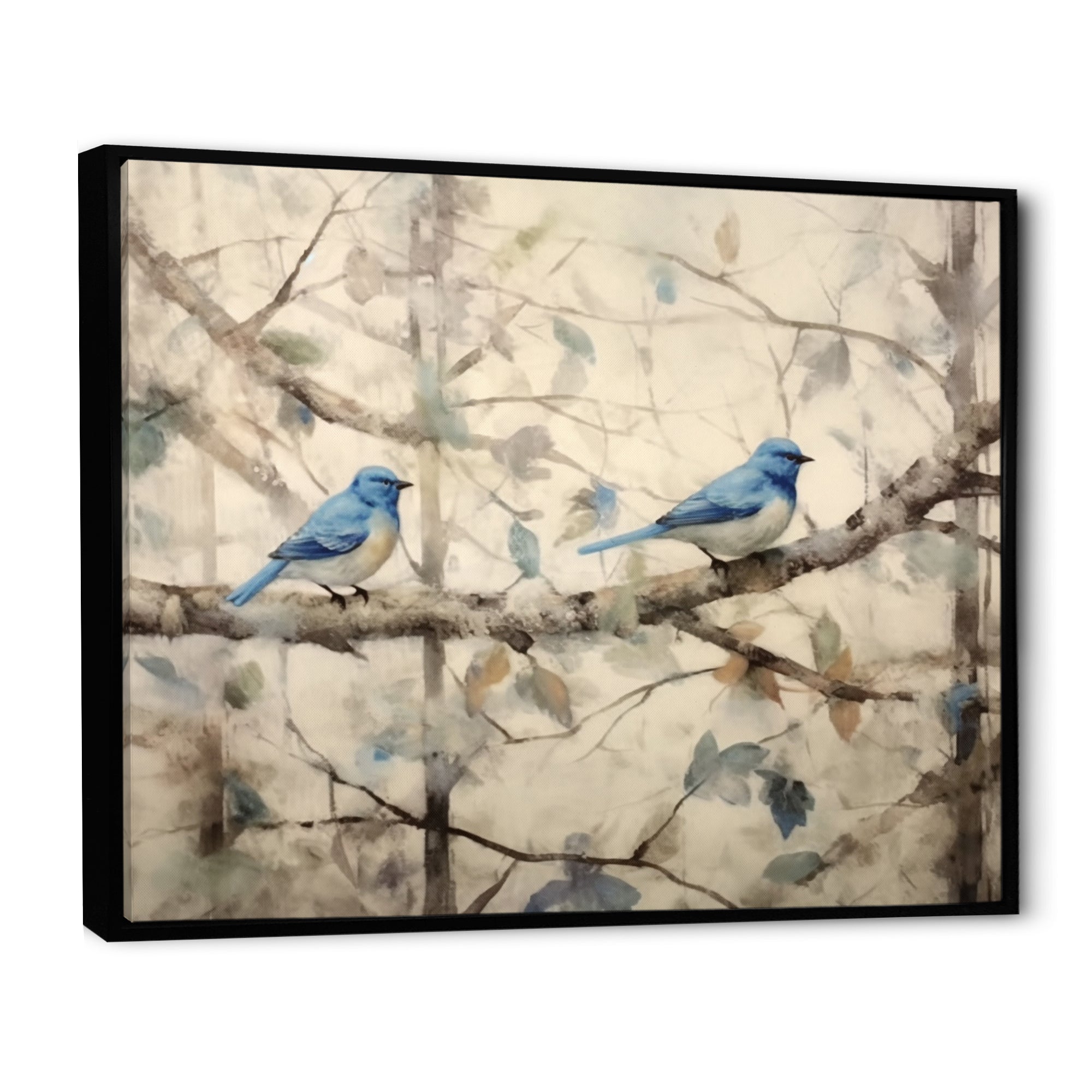 Bluebird Serenade Vintage Waterpainting - Blue Bird Wall Art