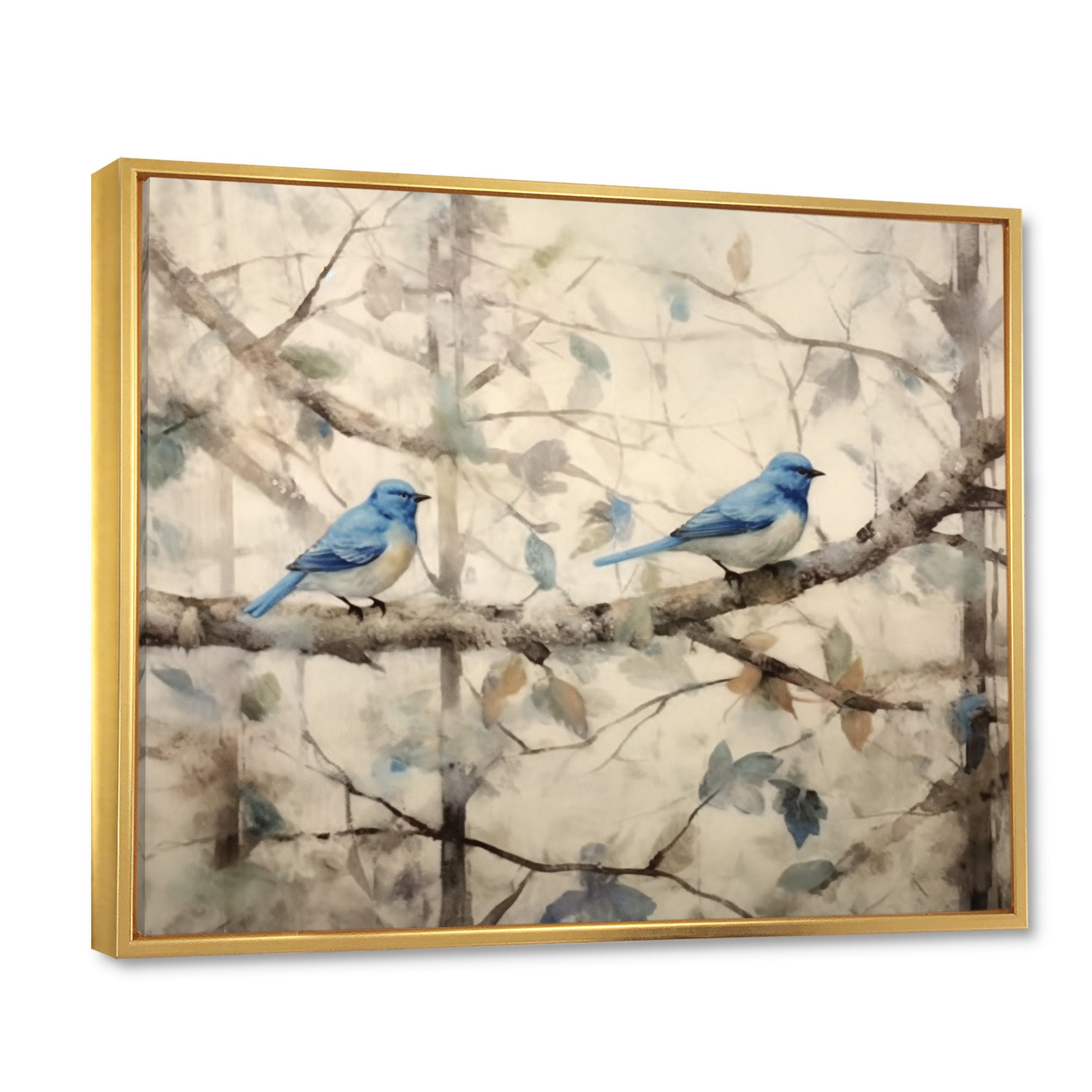 Bluebird Serenade Vintage Waterpainting - Blue Bird Wall Art