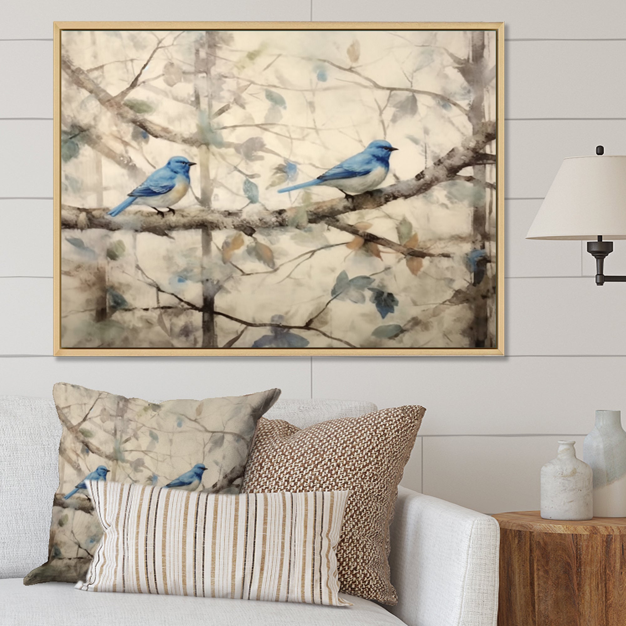 Bluebird Serenade Vintage Waterpainting - Blue Bird Wall Art