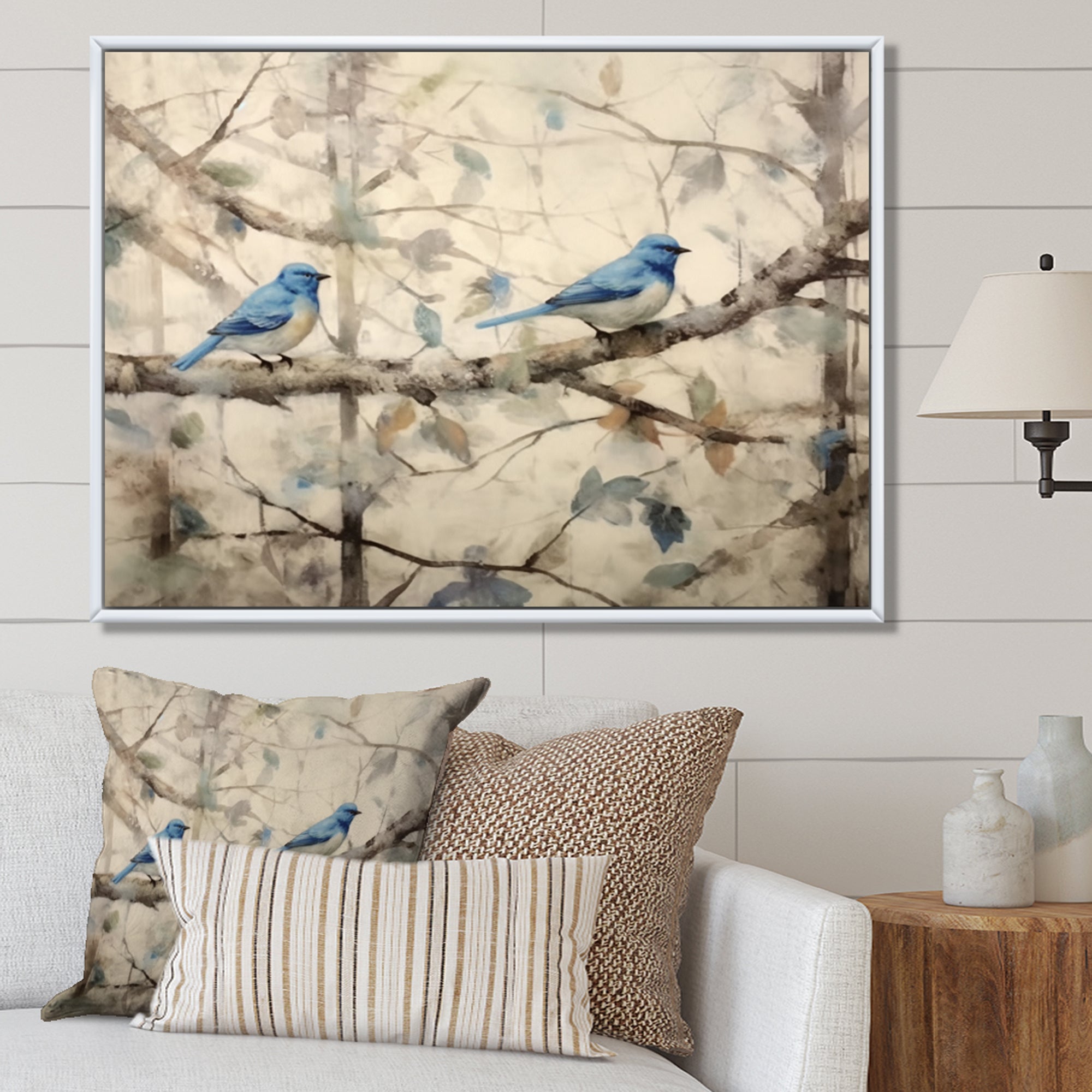 Bluebird Serenade Vintage Waterpainting - Blue Bird Wall Art