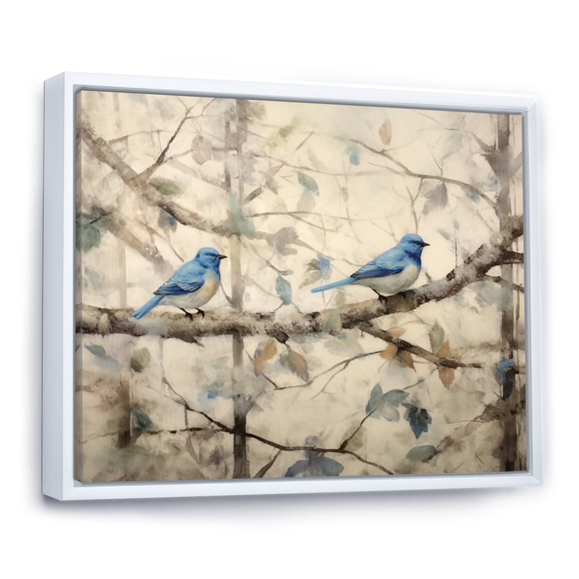 Bluebird Serenade Vintage Waterpainting - Blue Bird Wall Art