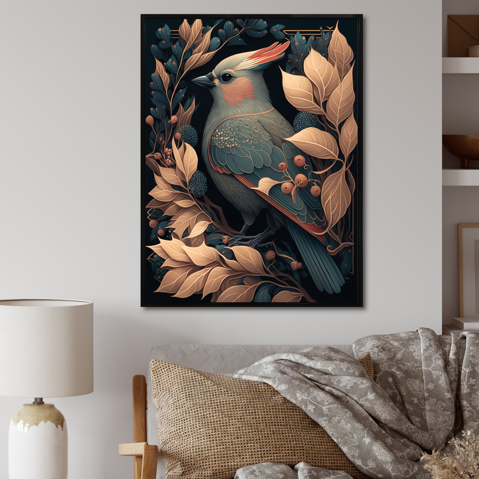 Cardinal Bird In Faded Retro Tones - Bird Home Decor Art
