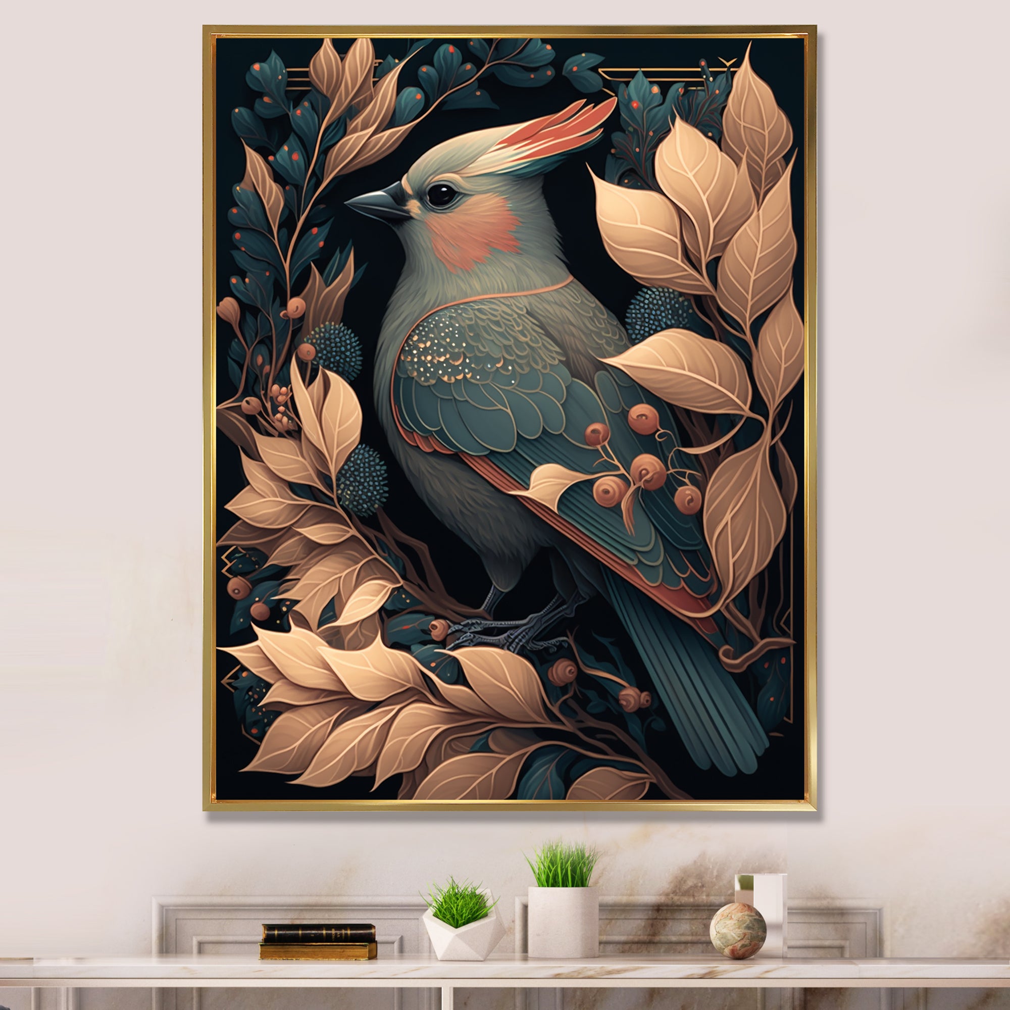 Cardinal Bird In Faded Retro Tones - Bird Home Decor Art