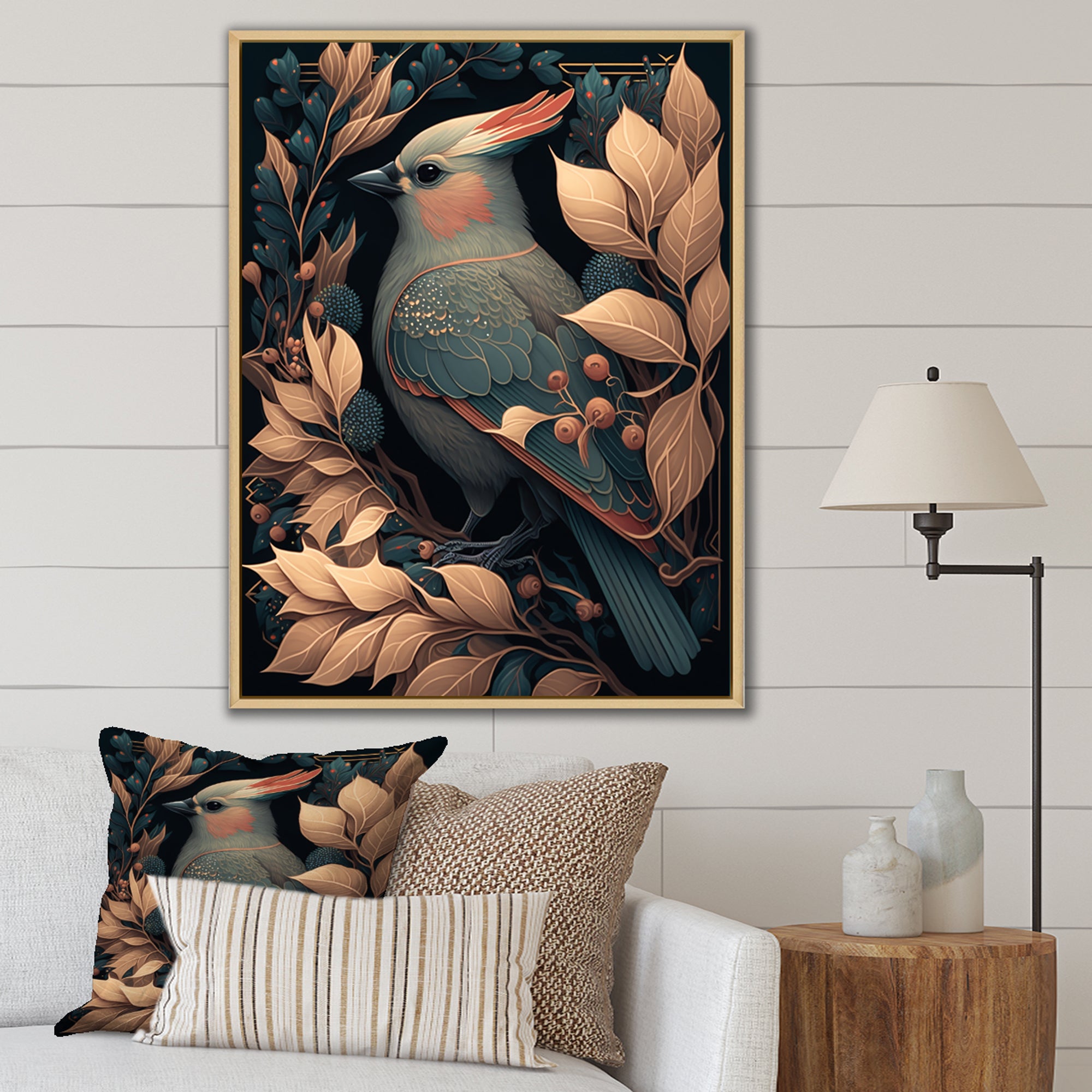 Cardinal Bird In Faded Retro Tones - Bird Home Decor Art