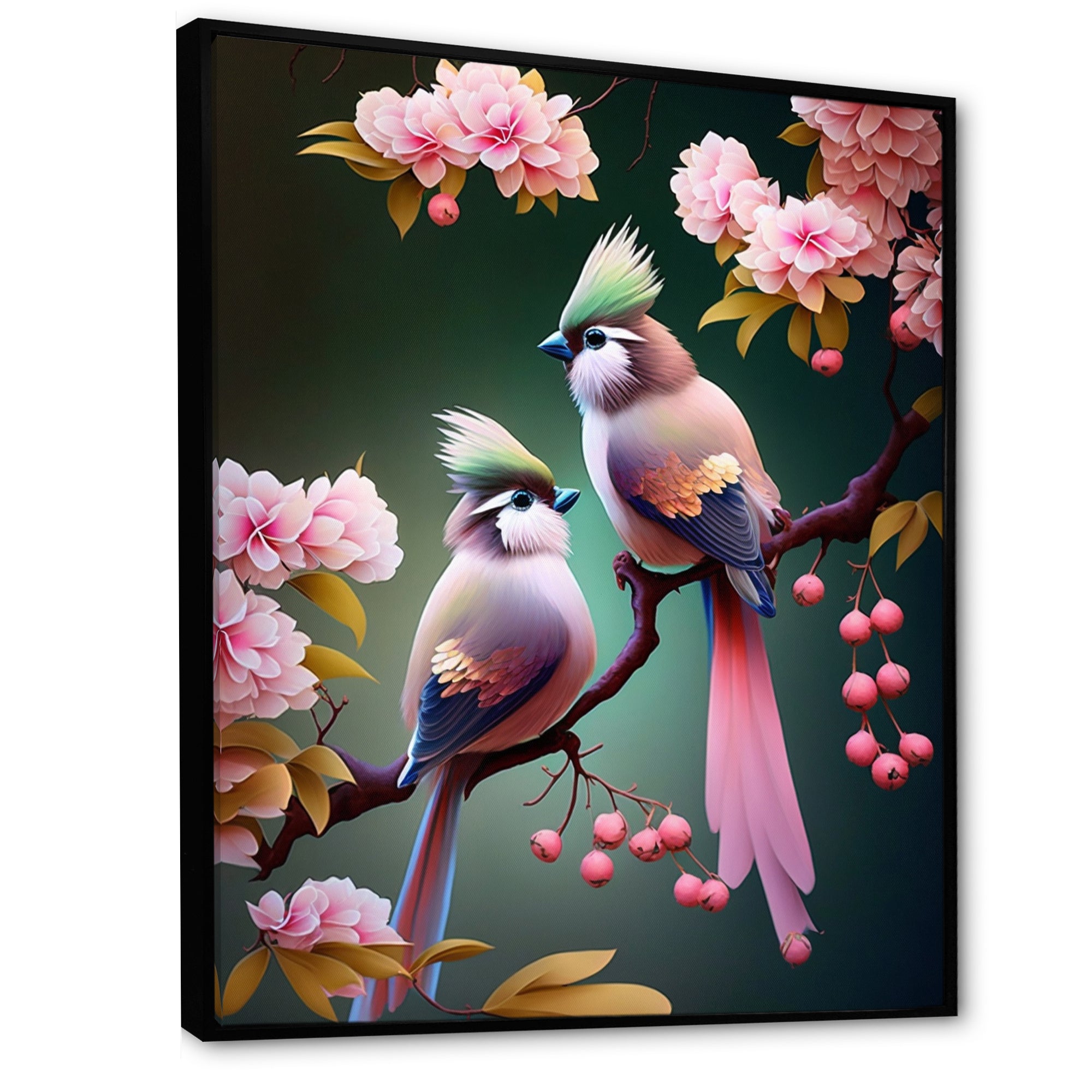 Pink Cardinal Birds On A Branch - Bird Bedroom Wall Art