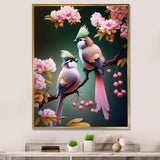 Pink Cardinal Birds On A Branch - Bird Bedroom Wall Art