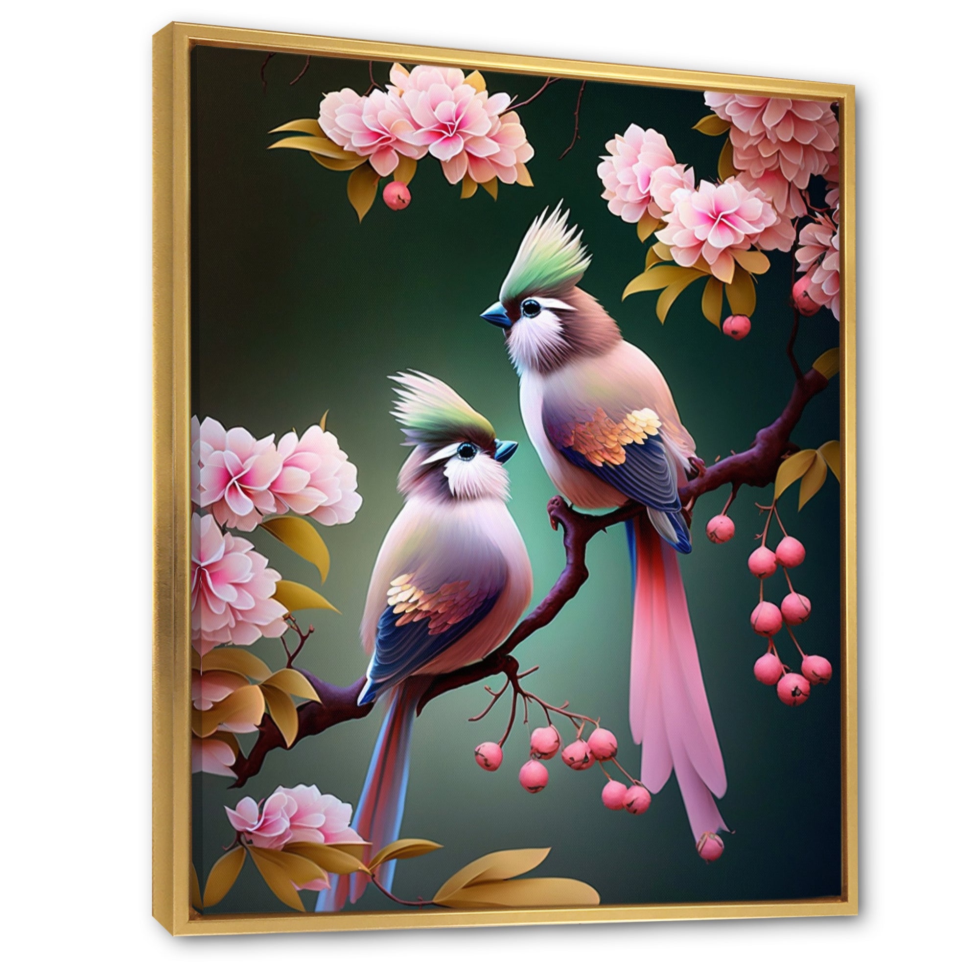 Pink Cardinal Birds On A Branch - Bird Bedroom Wall Art