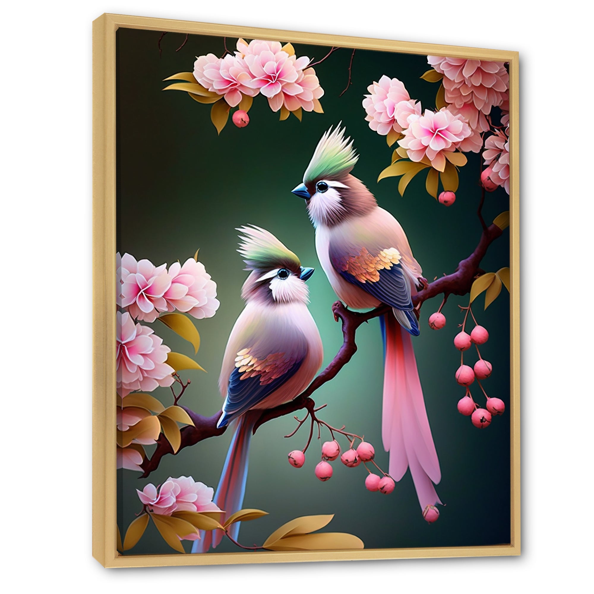 Pink Cardinal Birds On A Branch - Bird Bedroom Wall Art