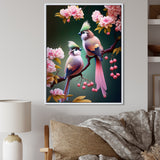 Pink Cardinal Birds On A Branch - Bird Bedroom Wall Art