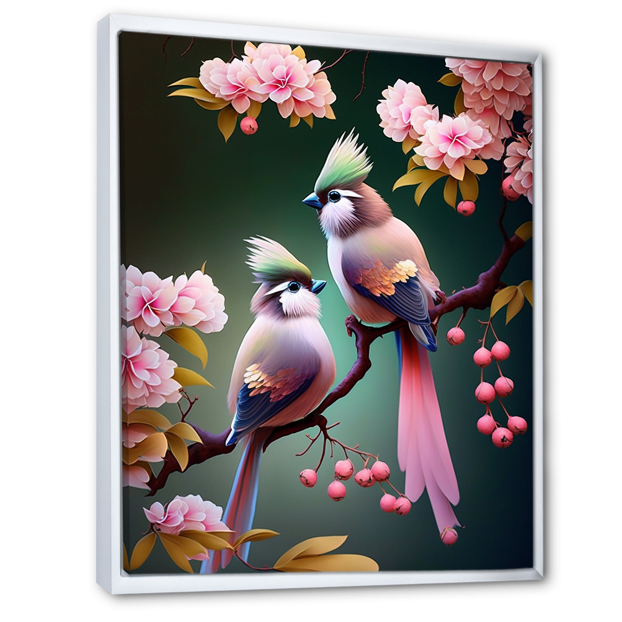 Pink Cardinal Birds On A Branch - Bird Bedroom Wall Art