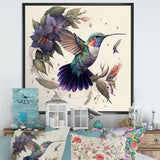 Purple Colibri Vintage Illustration - Bird Canvas Wall Art